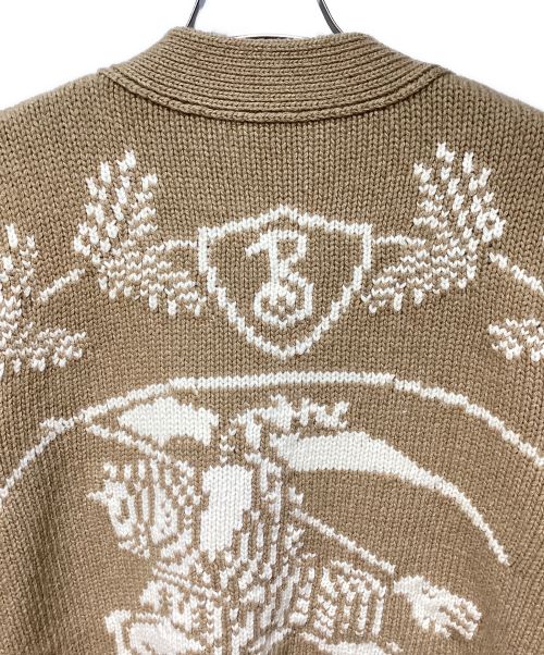 BURBERRY（バーバリー）BURBERRY (バーバリー) Logo Intarsia Knit Cardigan（ロゴインターシャニットカーディガン） ブラウン サイズ:Lの古着・服飾アイテム