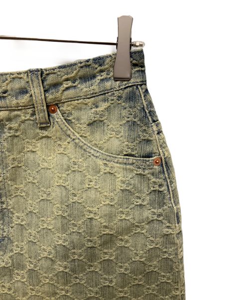 GUCCI（グッチ）GUCCI (グッチ) GG ジャガード デニムスカート インディゴ サイズ:40の古着・服飾アイテム
