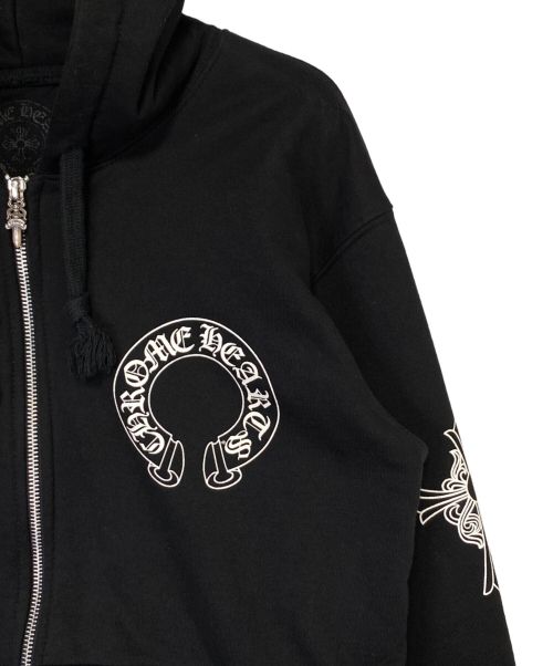 CHROME HEARTS（クロムハーツ）CHROME HEARTS (クロムハーツ) ホースシューロゴジップパーカー ブラック サイズ:Sの古着・服飾アイテム