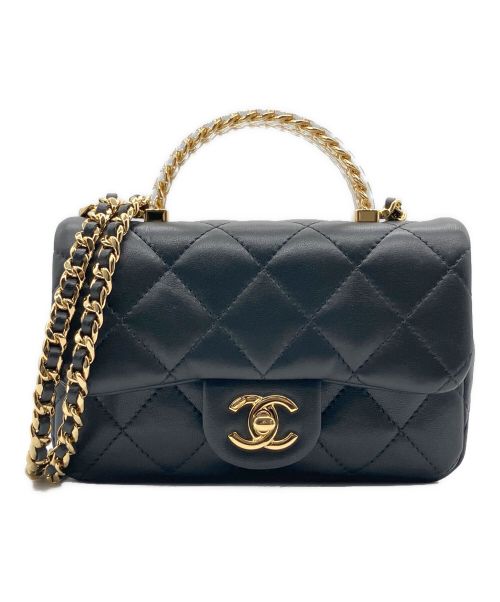 CHANEL（シャネル）CHANEL (シャネル) マトラッセ トップハンドルチェーンショルダーバッグ ブラックの古着・服飾アイテム