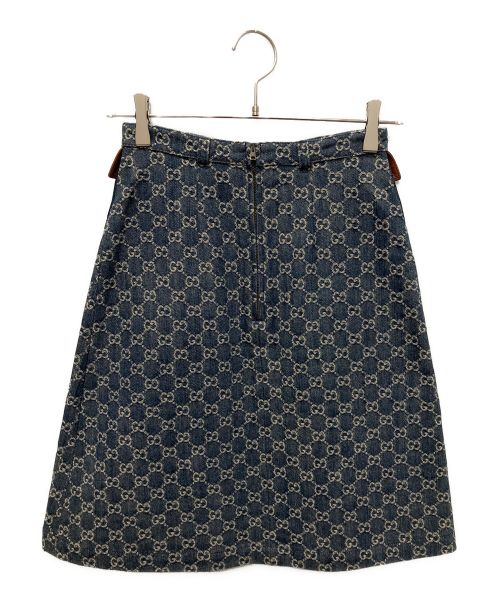 GUCCI（グッチ）GUCCI (グッチ) GG総柄 ウォッシュド オーガニックデニム スカート インディゴ サイズ:36の古着・服飾アイテム