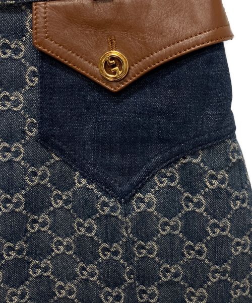 GUCCI（グッチ）GUCCI (グッチ) GG総柄 ウォッシュド オーガニックデニム スカート インディゴ サイズ:36の古着・服飾アイテム