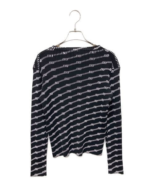 BALENCIAGA（バレンシアガ）BALENCIAGA (バレンシアガ) BB ロゴ リブ ニット プルオーバー ブラック サイズ:Mの古着・服飾アイテム