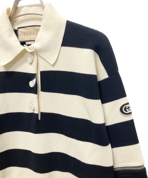 GUCCI（グッチ）GUCCI (グッチ) ボーダーニットワンピース ホワイト×ブラック サイズ:XSの古着・服飾アイテム