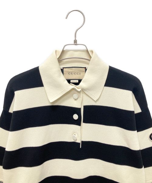 GUCCI（グッチ）GUCCI (グッチ) ボーダーニットワンピース ホワイト×ブラック サイズ:XSの古着・服飾アイテム