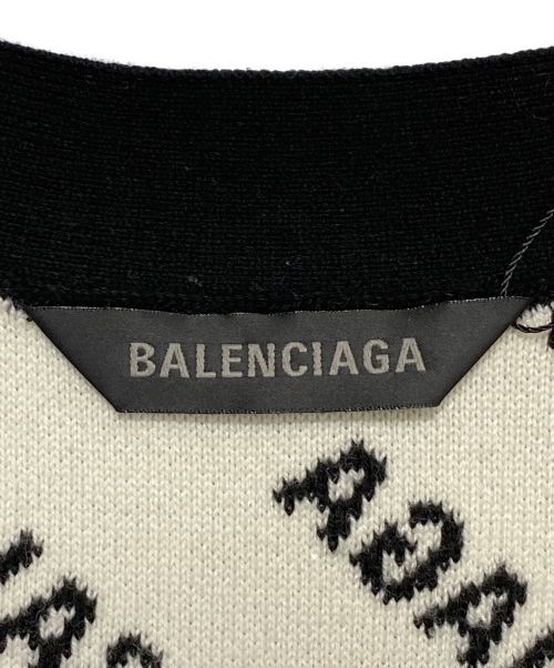 BALENCIAGA（バレンシアガ）BALENCIAGA (バレンシアガ) オールオーバーロゴカーディガン ブラック サイズ:2の古着・服飾アイテム