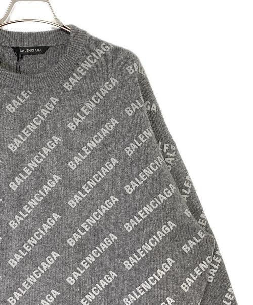BALENCIAGA（バレンシアガ）BALENCIAGA (バレンシアガ) オールオーバーロゴニット グレー サイズ:Lの古着・服飾アイテム