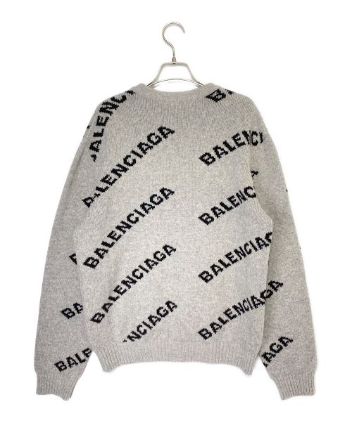 BALENCIAGA（バレンシアガ）BALENCIAGA (バレンシアガ) オールオーバーロゴニット グレー サイズ:Mの古着・服飾アイテム