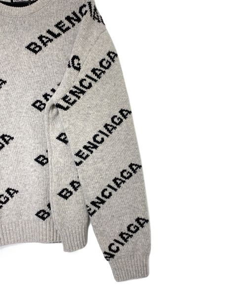 BALENCIAGA（バレンシアガ）BALENCIAGA (バレンシアガ) オールオーバーロゴニット グレー サイズ:Mの古着・服飾アイテム