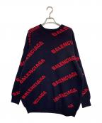 BALENCIAGAバレンシアガ）の古着「オールオーバーロゴニット」｜ネイビー