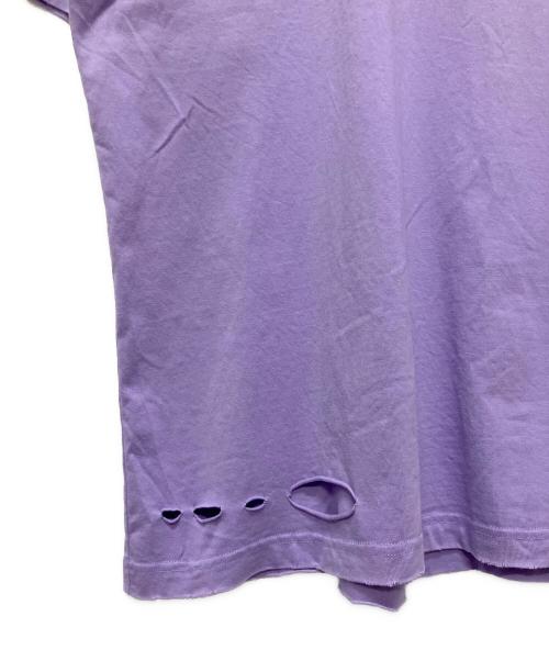 BALENCIAGA（バレンシアガ）BALENCIAGA (バレンシアガ) BALENCIAGA Caps Destroyed Flatground Tee/デストロイ加工ロゴプリントTシャツ パープル サイズ:Mの古着・服飾アイテム