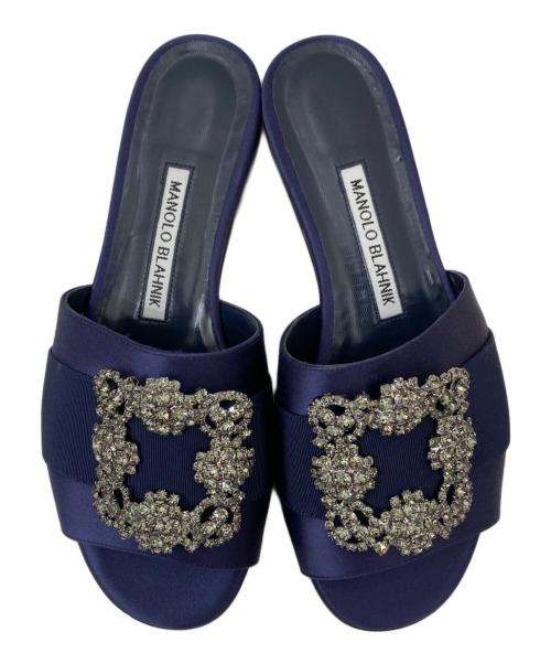 Manolo Blahnik（マノロブラニク）Manolo Blahnik (マノロブラニク) ハンギシ サンダル ネイビー サイズ:36の古着・服飾アイテム