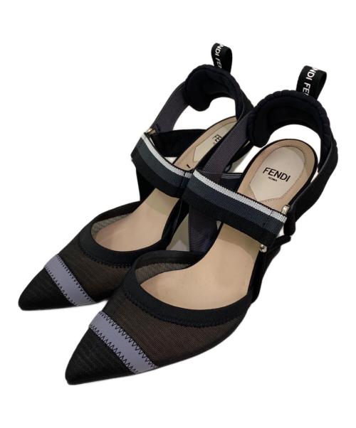FENDI（フェンディ）FENDI (フェンディ) コリブリファブリックストラップパンプス ブラック サイズ:36の古着・服飾アイテム