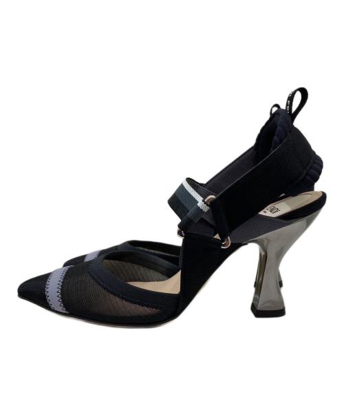 FENDI（フェンディ）FENDI (フェンディ) コリブリファブリックストラップパンプス ブラック サイズ:36の古着・服飾アイテム