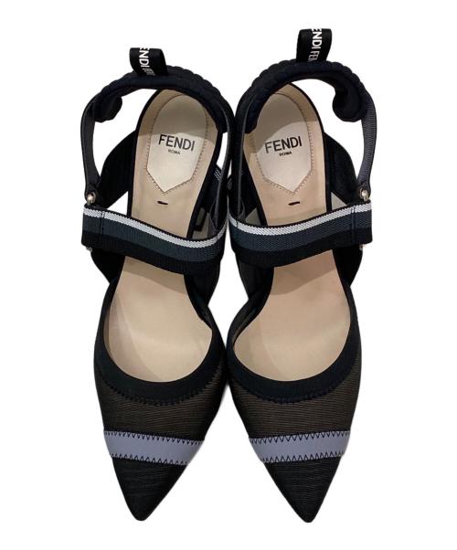 FENDI（フェンディ）FENDI (フェンディ) コリブリファブリックストラップパンプス ブラック サイズ:36の古着・服飾アイテム