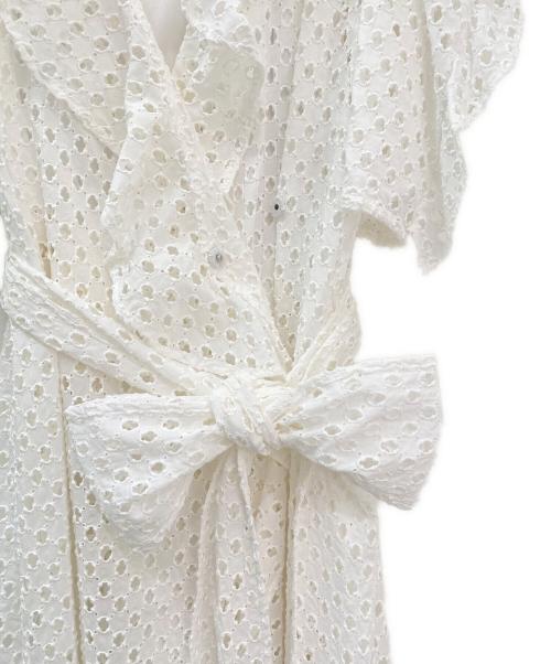 MYLAN（マイラン）MYLAN (マイラン) Cotton Lace Ruffle Wrap Dress ホワイト サイズ:Sの古着・服飾アイテム