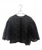 DRAWERドゥロワー）の古着「カットワークレースブラウス」｜ブラック