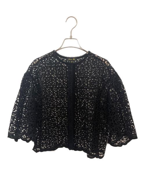 DRAWER（ドゥロワー）DRAWER (ドゥロワー) カットワークレースブラウス ブラック サイズ:36の古着・服飾アイテム