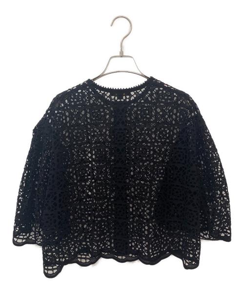 DRAWER（ドゥロワー）DRAWER (ドゥロワー) カットワークレースブラウス ブラック サイズ:36の古着・服飾アイテム