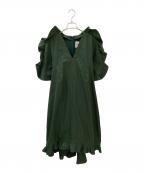 JIL SANDERジルサンダー）の古着「コットンタイプライターラッフルドレス」｜グリーン