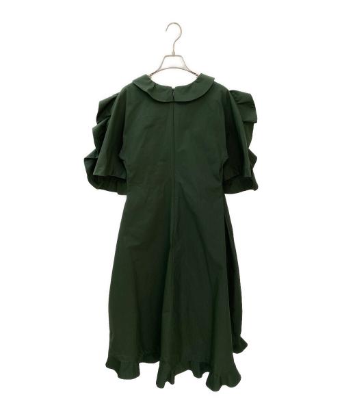 JIL SANDER（ジルサンダー）JIL SANDER (ジルサンダー) コットンタイプライターラッフルドレス グリーン サイズ:32の古着・服飾アイテム