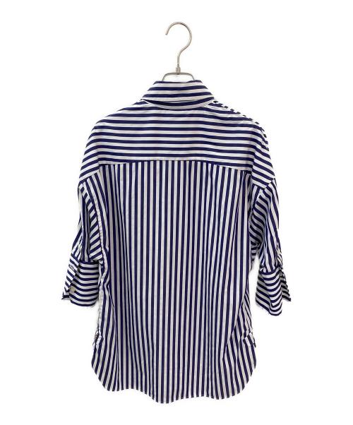 MADISON BLUE（マディソンブルー）MADISON BLUE (マディソンブルー) 七分袖シャツブラウス ホワイト×ブルー サイズ:00の古着・服飾アイテム