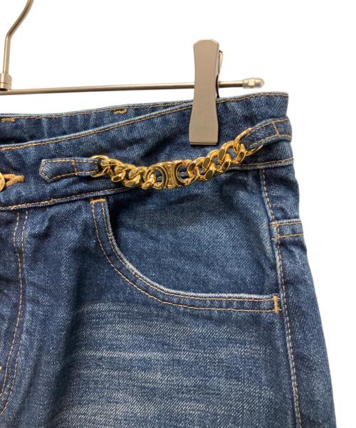 CELINE（セリーヌ）CELINE (セリーヌ) トリオンフ グルメット チェーン ミッドライズ デニム ミニスカート ブルー サイズ:26の古着・服飾アイテム