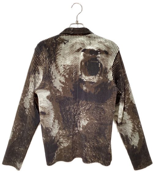HOMME PLISSE ISSEY MIYAKE（オム プリッセ イッセイ ミヤケ）HOMME PLISSE ISSEY MIYAKE (オムプリッセ イッセイ ミヤケ) Tie-dye pattern pleats jacket（タイダイプリーツジャケット） ブラック×ブラウン サイズ:2の古着・服飾アイテム
