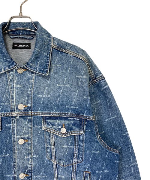 BALENCIAGA（バレンシアガ）BALENCIAGA (バレンシアガ) オールオーバーロゴデニムジャケット インディゴ サイズ:52の古着・服飾アイテム