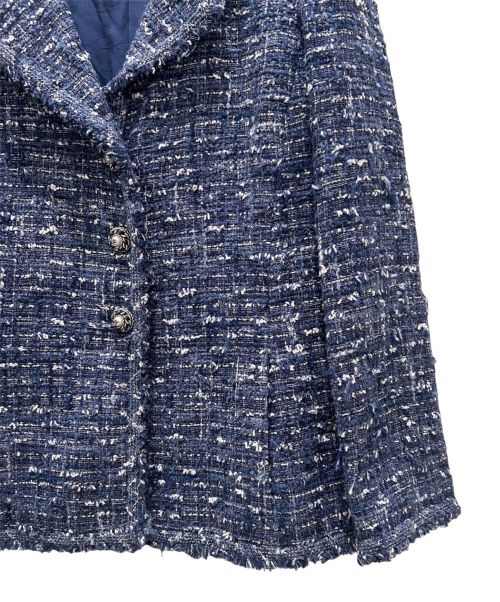 CHANEL（シャネル）CHANEL (シャネル) パールココボタン ツイード ジャケット ネイビー サイズ:38の古着・服飾アイテム