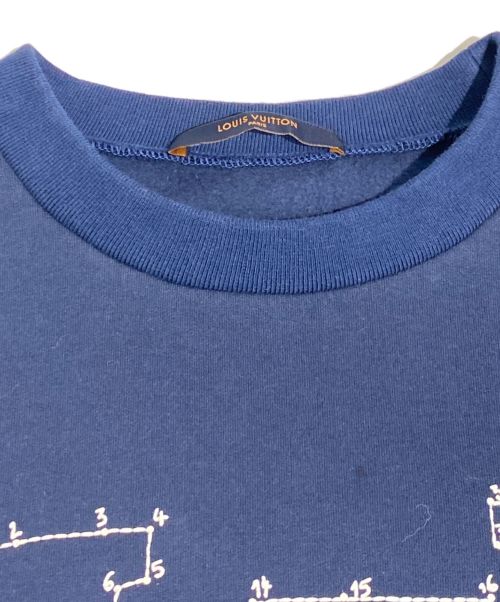 LOUIS VUITTON（ルイ ヴィトン）LOUIS VUITTON (ルイ ヴィトン) LV Stitch Embroidery Sweatshirt（LVステッチエンブロイダリースウェット） ネイビー サイズ:XLの古着・服飾アイテム
