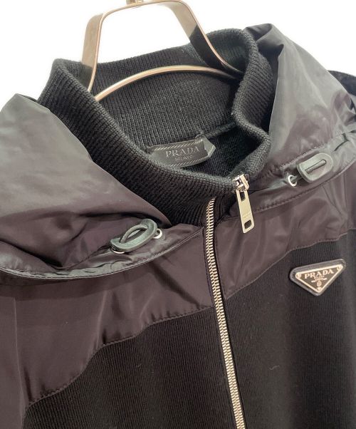 PRADA（プラダ）PRADA (プラダ) リナイロン切替 ジップパーカー ブラック サイズ:48の古着・服飾アイテム