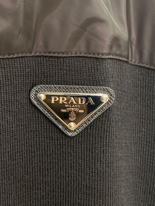 PRADA（プラダ）PRADA (プラダ) リナイロン切替 ジップパーカー ブラック サイズ:48の古着・服飾アイテム
