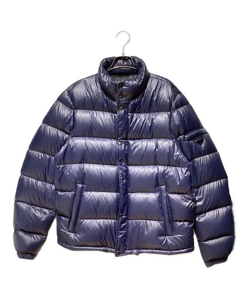 PRADA（プラダ）PRADA (プラダ) Logo Plate Nylon Down Jacket（ロゴプレートナイロンダウンジャケット） ネイビー サイズ:52の古着・服飾アイテム