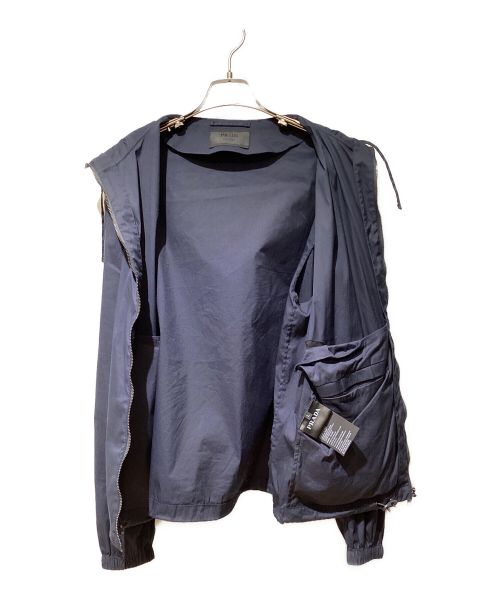 PRADA（プラダ）PRADA (プラダ) Logo Zip Hoodie（ロゴジップパーカー） ネイビー サイズ:Lの古着・服飾アイテム