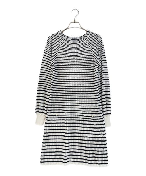 CHANEL（シャネル）CHANEL (シャネル) ボーダーニットワンピース ブラック×ホワイト サイズ:34の古着・服飾アイテム