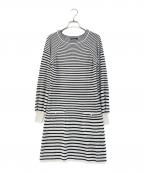 CHANELシャネル）の古着「ボーダーニットワンピース」｜ブラック×ホワイト