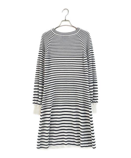 CHANEL（シャネル）CHANEL (シャネル) ボーダーニットワンピース ブラック×ホワイト サイズ:34の古着・服飾アイテム