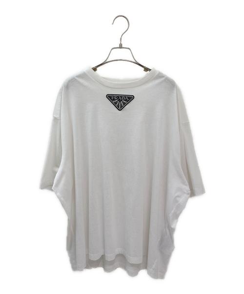 PRADA（プラダ）PRADA (プラダ) ビジュートライアングルロゴカットソー ホワイト サイズ:XXLの古着・服飾アイテム