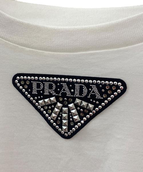 PRADA（プラダ）PRADA (プラダ) ビジュートライアングルロゴカットソー ホワイト サイズ:XXLの古着・服飾アイテム