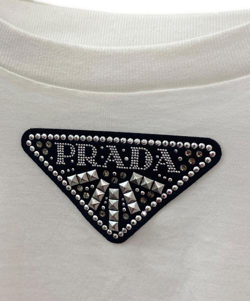 PRADA（プラダ）PRADA (プラダ) ビジュートライアングルロゴカットソー ホワイト サイズ:XXLの古着・服飾アイテム
