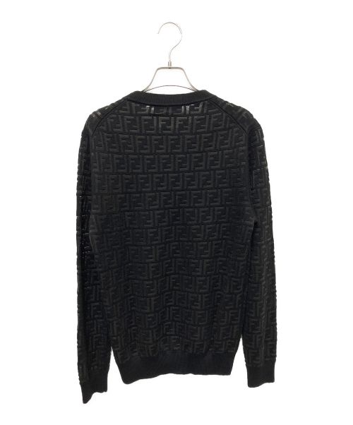 FENDI（フェンディ）FENDI (フェンディ) FF ズッカ柄 シースルー ニットスウェットプルオーバー ブラック サイズ:46の古着・服飾アイテム