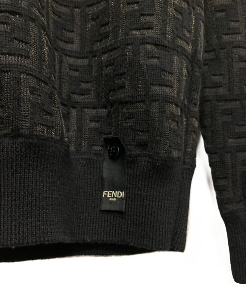 FENDI（フェンディ）FENDI (フェンディ) FF ズッカ柄 シースルー ニットスウェットプルオーバー ブラック サイズ:46の古着・服飾アイテム