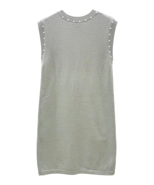 CHANEL（シャネル）CHANEL (シャネル) パール トリムニット ワンピース ライトグレー サイズ:36の古着・服飾アイテム