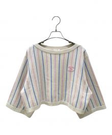 CHANEL（シャネル）の古着「ココマーク カシミヤ ストライプ ニット」｜ベージュ