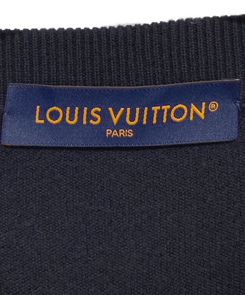 LOUIS VUITTON（ルイ ヴィトン）LOUIS VUITTON (ルイ ヴィトン) モノグラム スリーブクルーネック ニット ネイビー サイズ:Mの古着・服飾アイテム