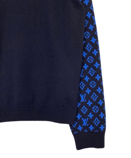 LOUIS VUITTON（ルイ ヴィトン）LOUIS VUITTON (ルイ ヴィトン) モノグラム スリーブクルーネック ニット ネイビー サイズ:Mの古着・服飾アイテム