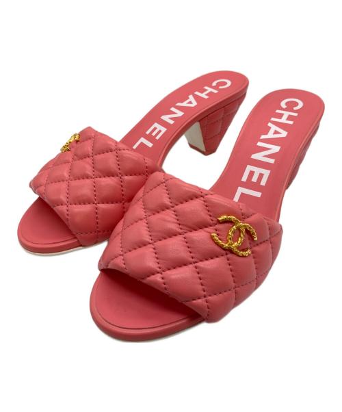 CHANEL（シャネル）CHANEL (シャネル) 22P マトラッセ ミュール サンダル ラムスキン コーラルピンク ピンク サイズ:37の古着・服飾アイテム