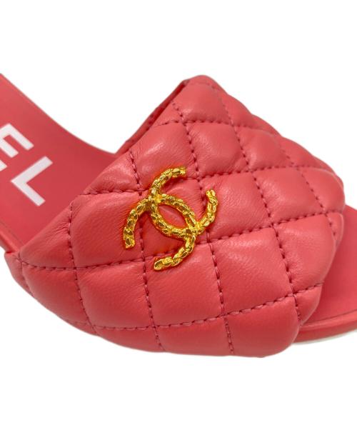 CHANEL（シャネル）CHANEL (シャネル) 22P マトラッセ ミュール サンダル ラムスキン コーラルピンク ピンク サイズ:37の古着・服飾アイテム