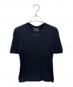 CHANELシャネル）の古着「ココマーク半袖リブニット」｜ブラック